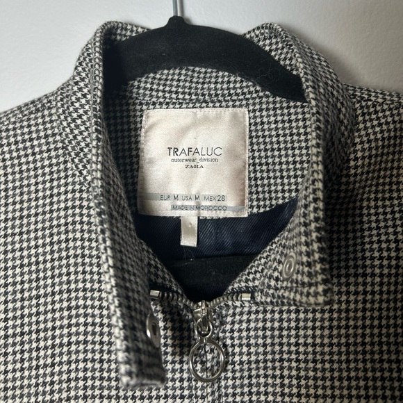 Zara Houndstooth Bomber Jacket - Medium - Black and White - Picture 3 of 5